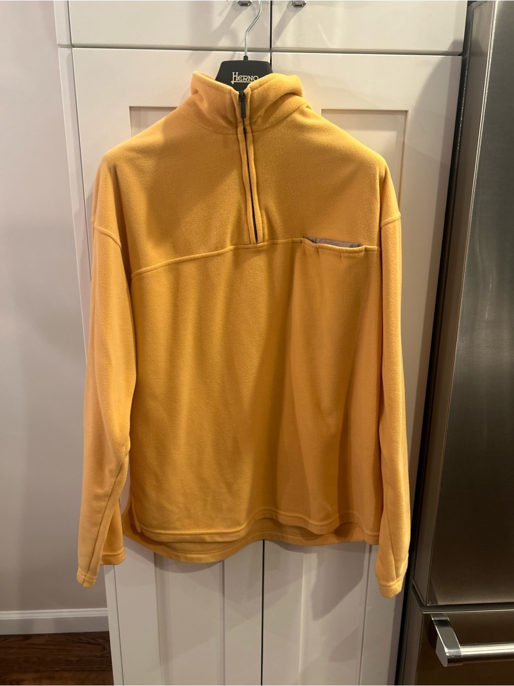 Vintage Zegna Sport Made in Italy Men's Yellow Quarter-Zip Fleece Pullover L